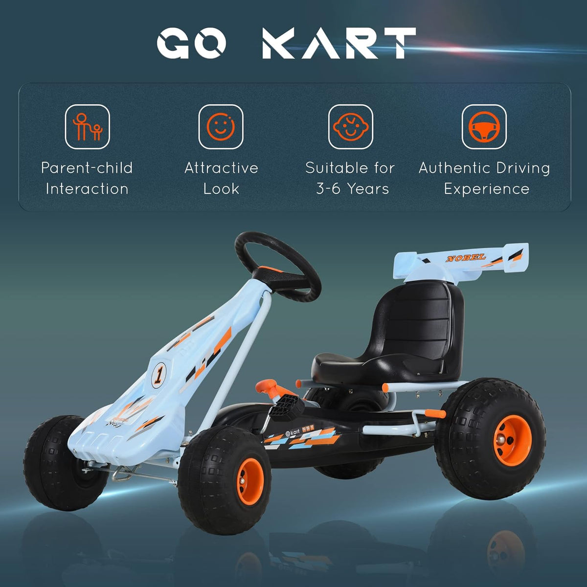 White Plastic Pedal Go Kart with Adjustable Seat I282