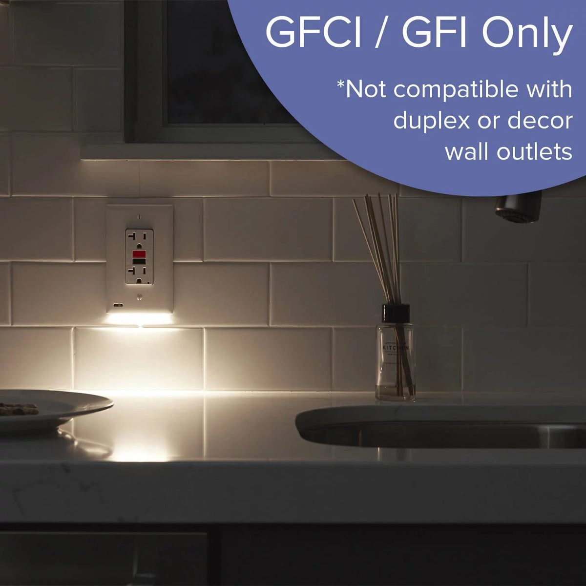 Light Almond GFCI Outlet Wall Plate with LED Night Light A542118