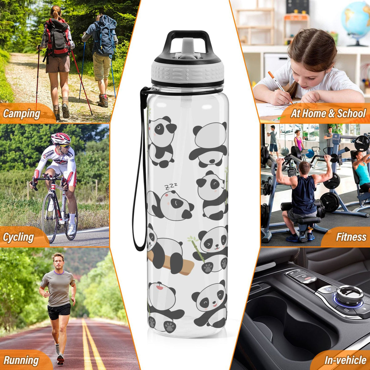 32oz Tritan Leakproof Clear Water Bottle with Straw H1511