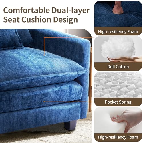 40" Chenille Lounge Chair with Ottoman (Beige, 1-Seat) A102826