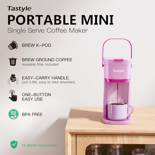 Single Serve Coffee Maker with Portable Handle, 6 to 12 Oz Brew Size, Black and Gold C567