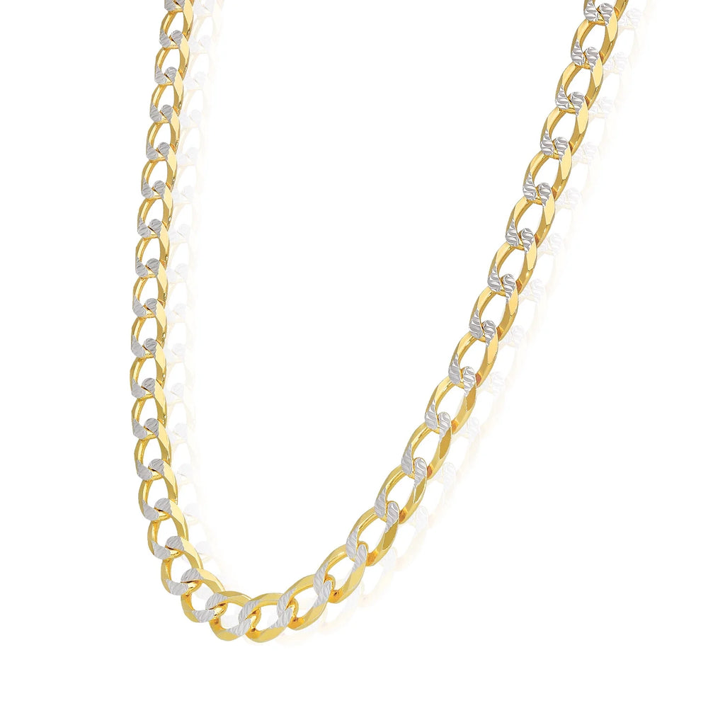 18K Gold Over Silver Diamond-Cut Cuban Chain Necklace 20"-26" V12046