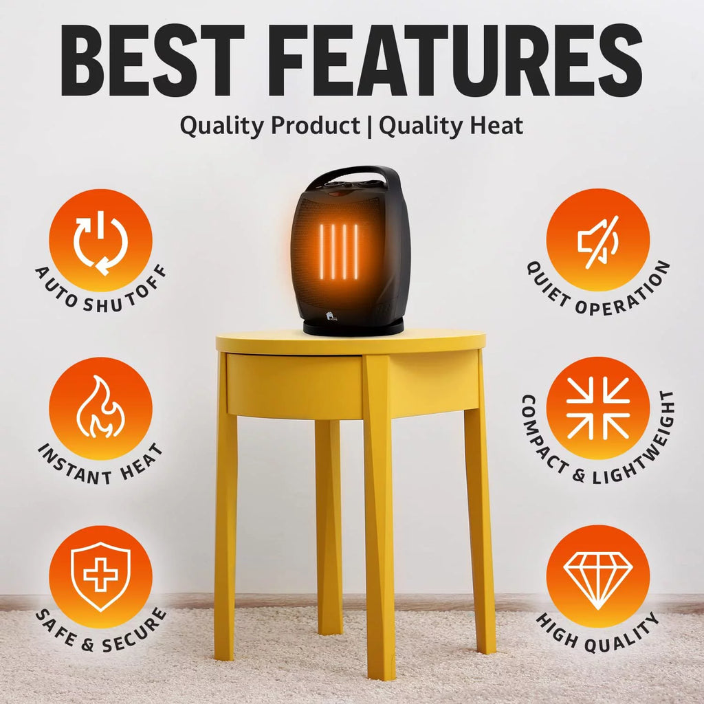 Portable Electric Space Heater 1500W/750W Oscillating D635