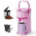 Single Serve Coffee Maker with Portable Handle, 6 to 12 Oz Brew Size, Black and Gold C567