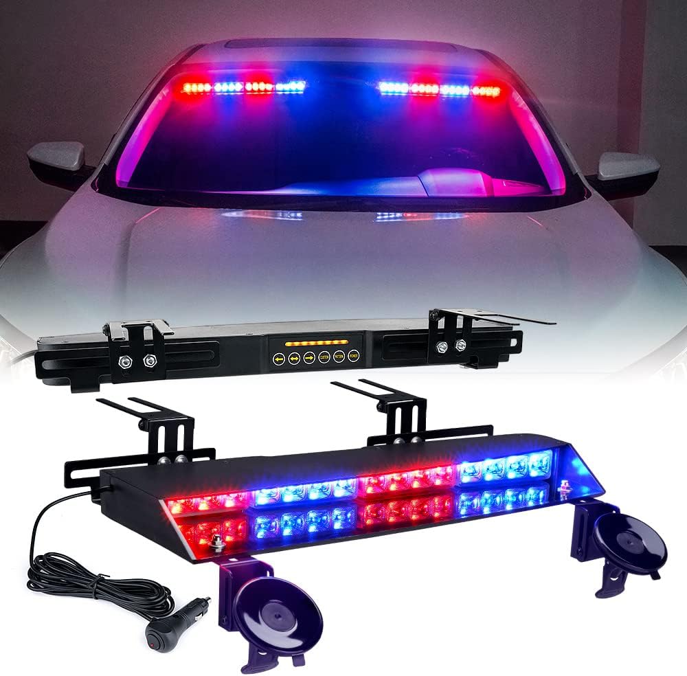 Amber LED Visor Strobe Dual Light Bar with Control Panel O681