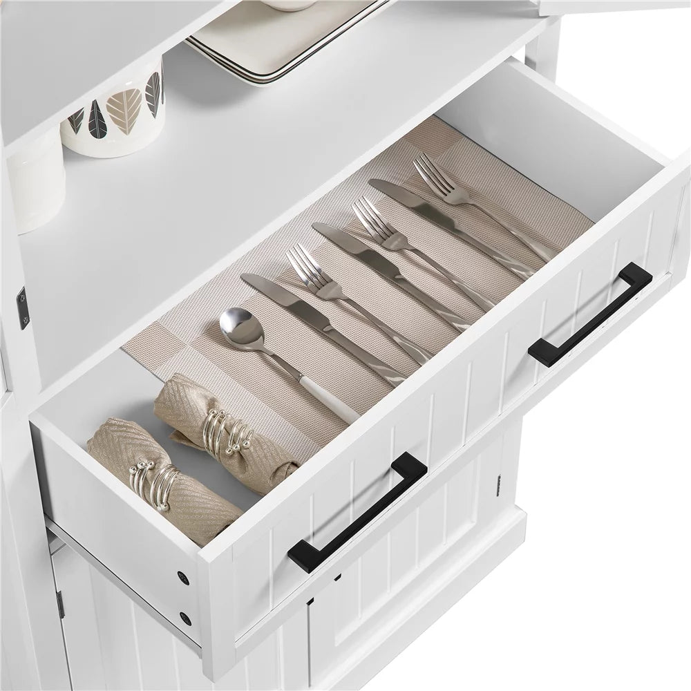 White Kitchen Pantry Cabinet with Doors and Adjustable Shelves X190629