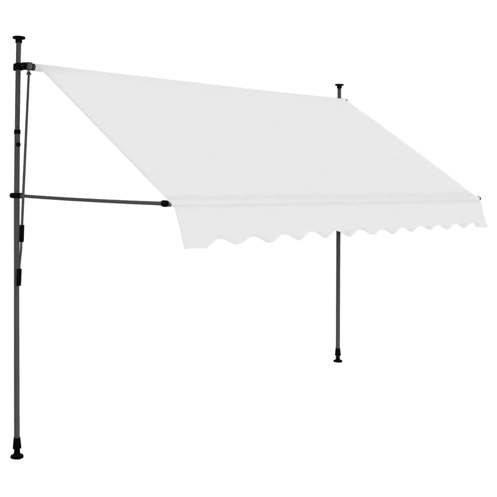 Manual Retractable Awning with LED Outdoor Door Canopy Sunshade Shelter Cream 118.1 Inch R471