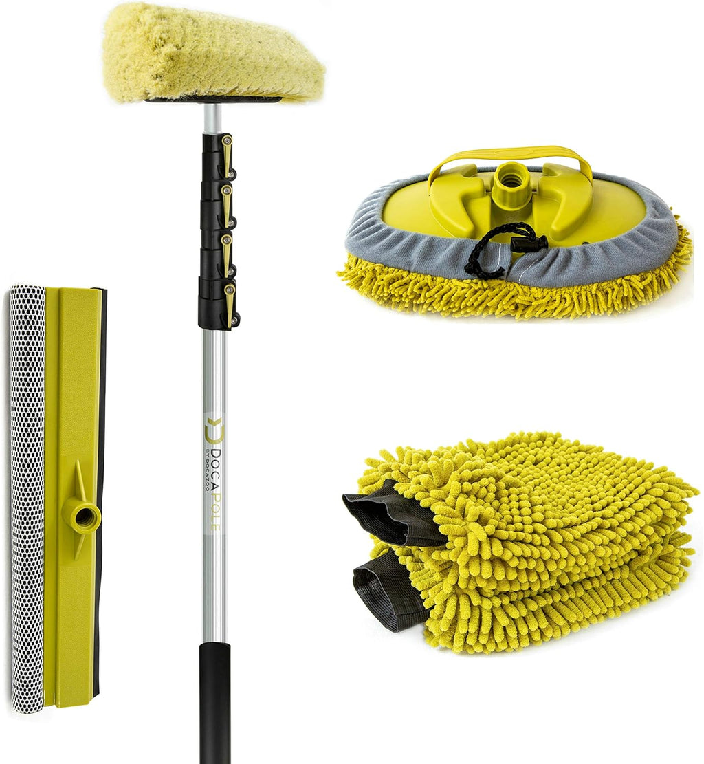 5-12 Foot Car Cleaning Kit with Soft Car Wash Brush, Car Squeegee, Car Wash Mitt, Microfiber Cleaning Head & Extension Pole N173