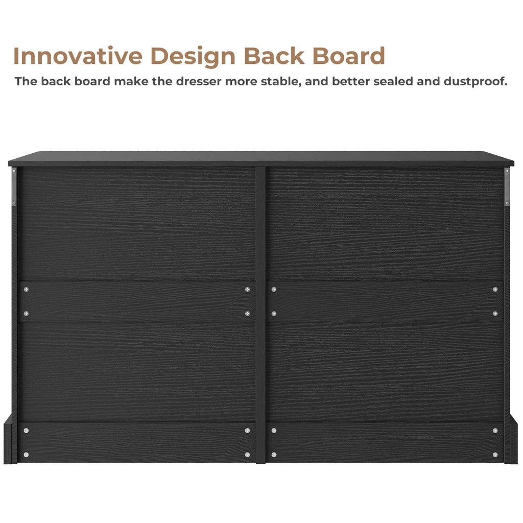Black 6 Drawer Wooden Dresser W322