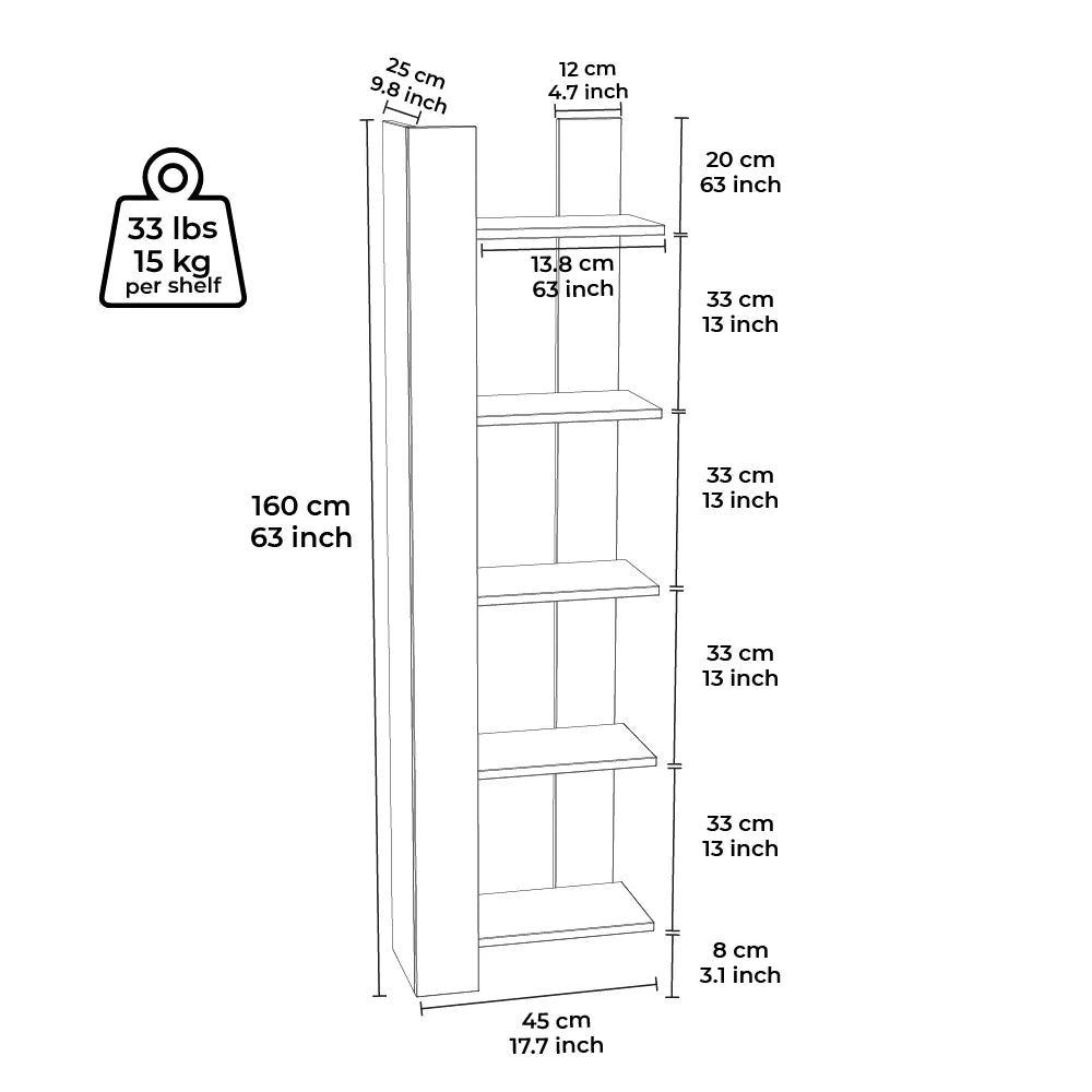 5 Tier Corner Bookshelf D21411