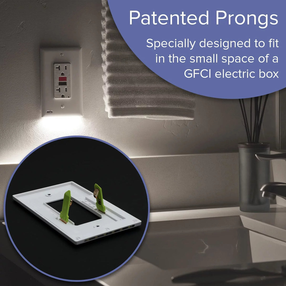 Light Almond GFCI Outlet Wall Plate with LED Night Light A542118