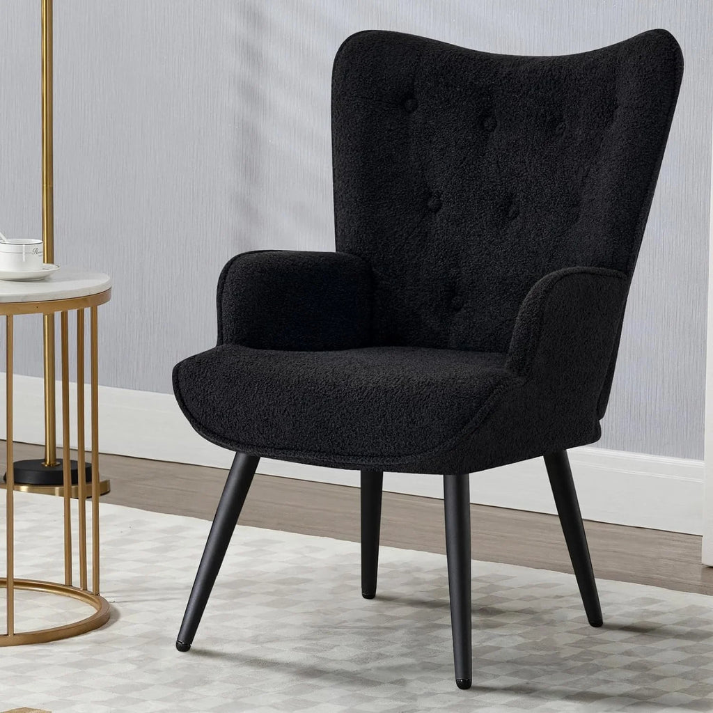 Pink Velvet Tufted Wingback Accent Chair with Solid Metal Legs C27719