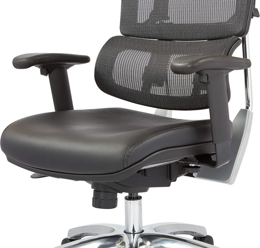 Black Mesh Back Managers Chair with Polished Aluminum Base O236474