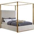 Cream Velvet King Bed X9971