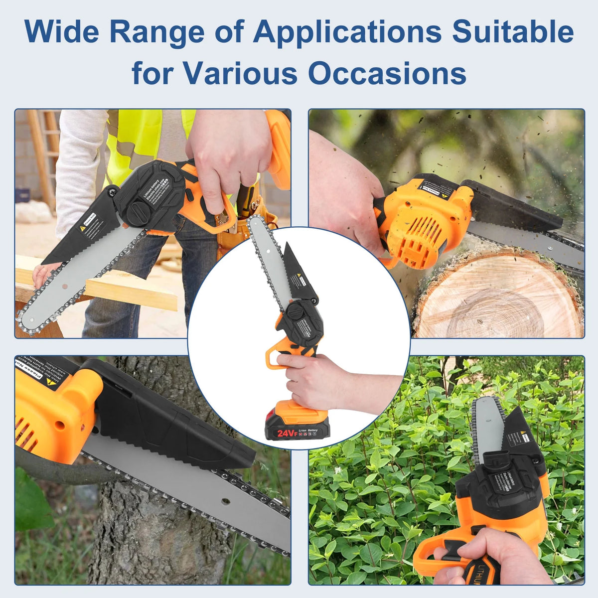 Battery Powered 6-inch Mini Chainsaw with 2 Batteries 2 Chains P48906