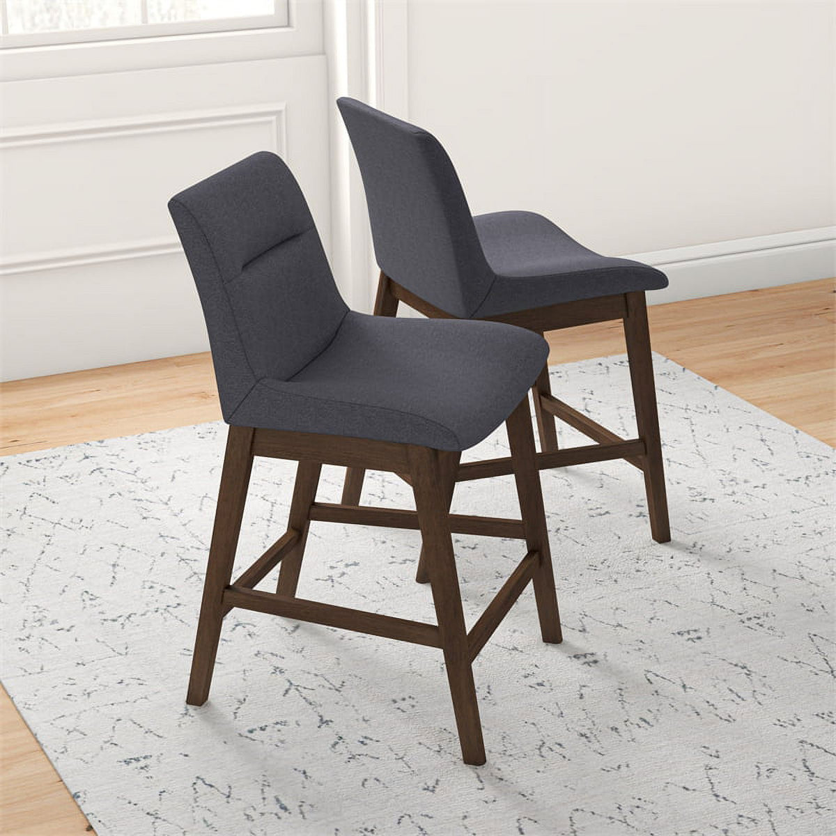 Dark Gray Fabric Upholstered Counter Stool (Pair) C588420
