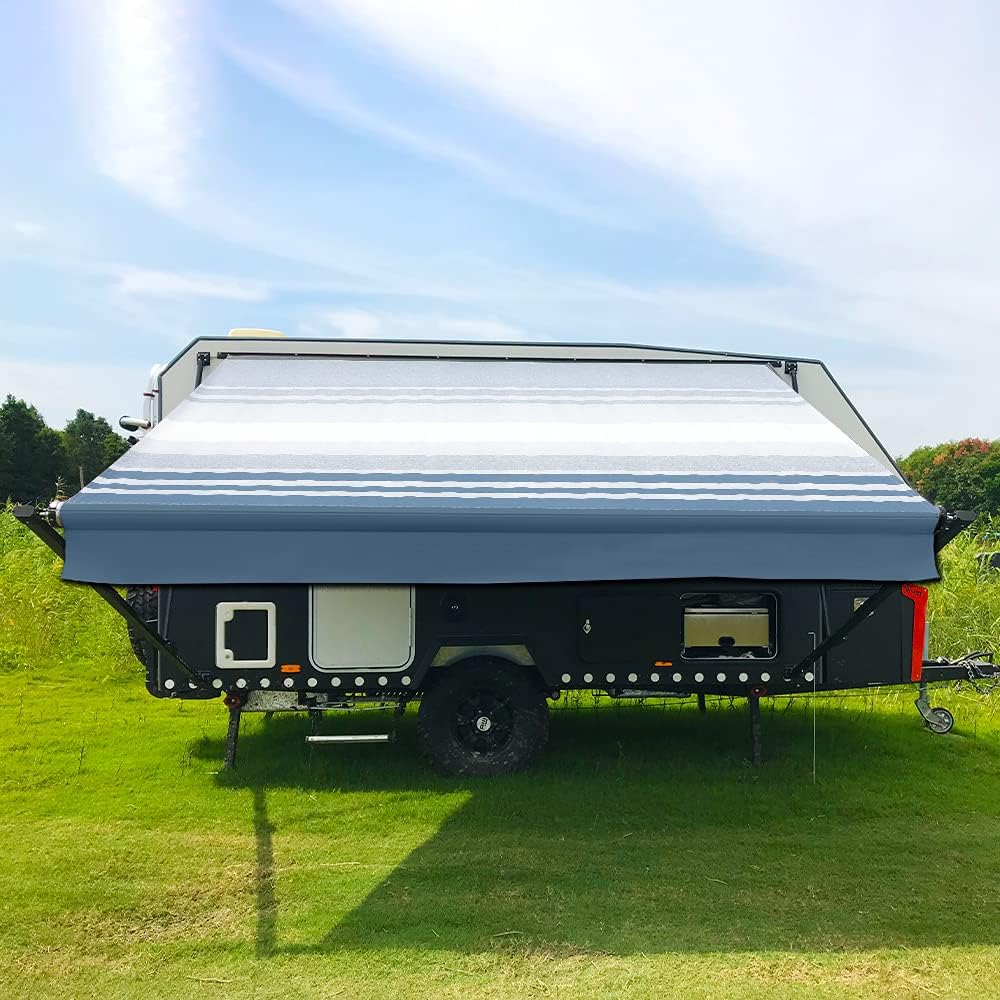 Blue Dune Stripes 10 Feet Vinyl RV Awning Replacement W887