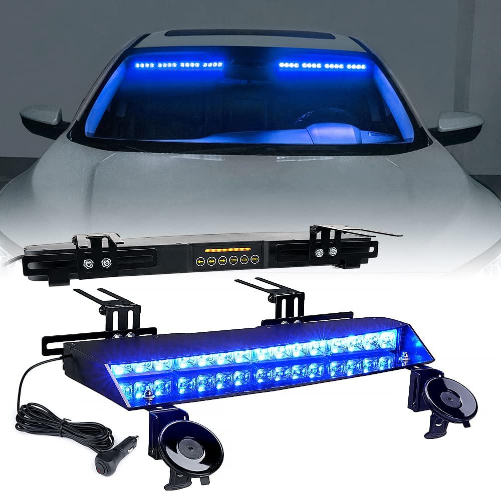 Amber LED Visor Strobe Dual Light Bar with Control Panel O681