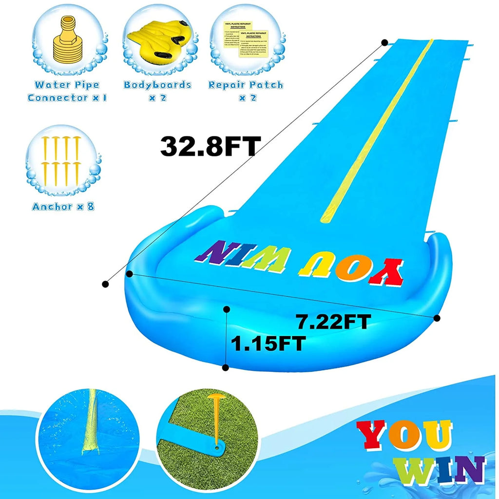 32.8FT Inflatable Water Slide with 2 Racing Lanes Z854