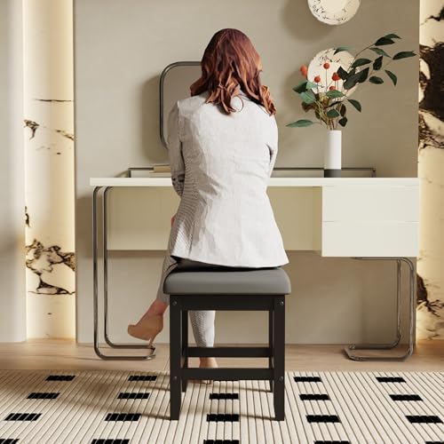 White Vanity Stool with Storage X964930