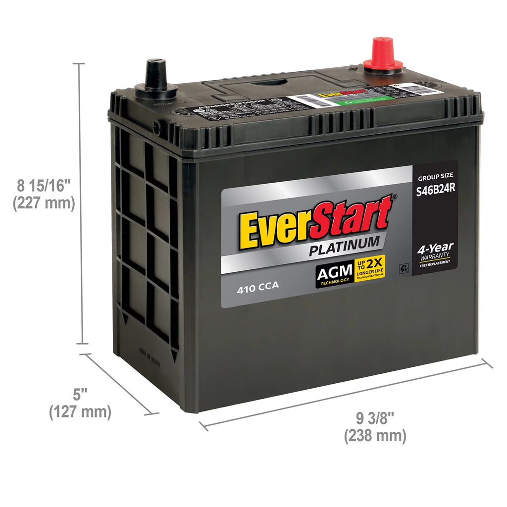 AGM Automotive Battery Group Size S46B24R 12 Volt 410 CCA U41955