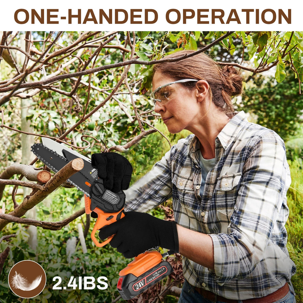 Battery Powered 6-inch Mini Chainsaw with 2 Batteries 2 Chains P48906