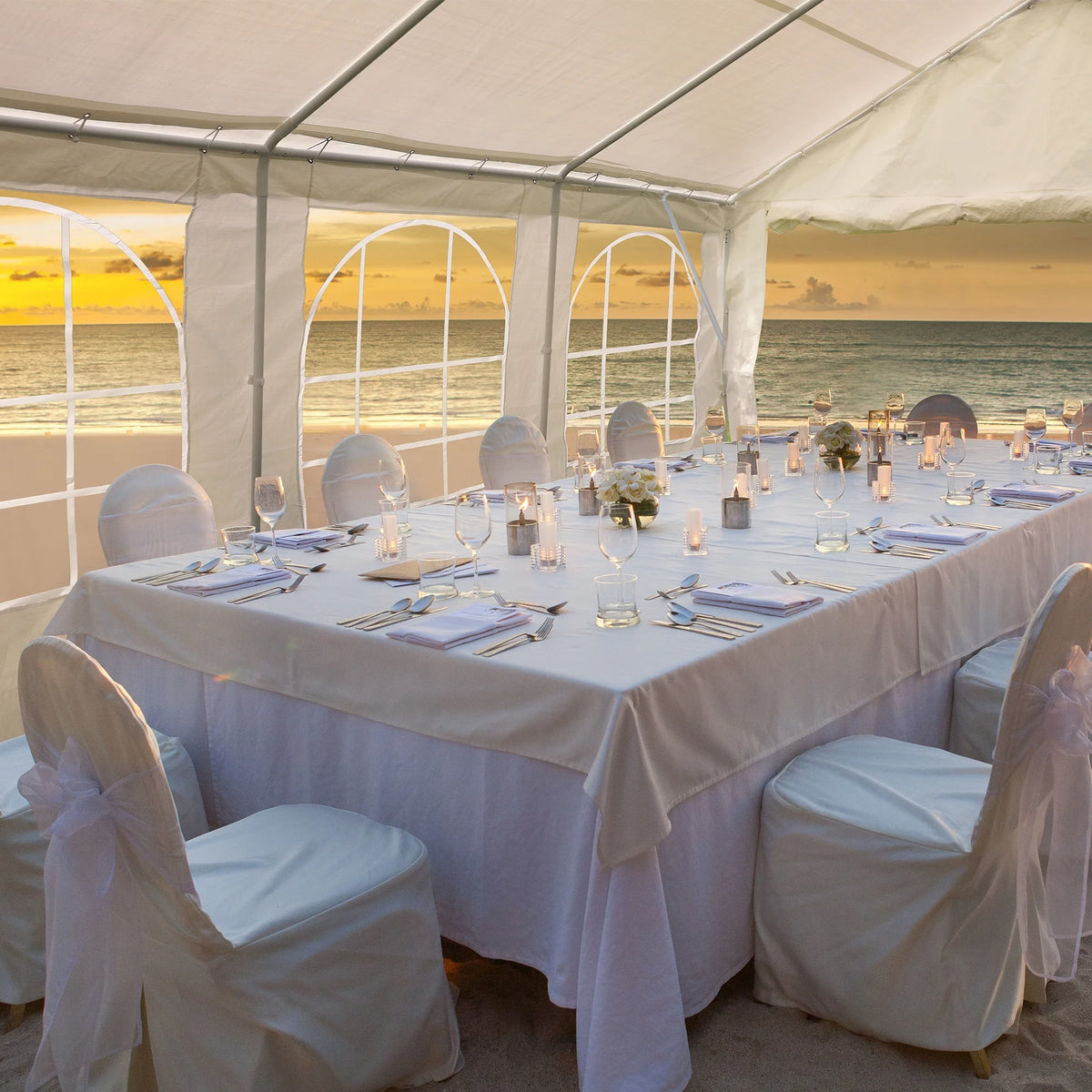 20x40FT Heavy Duty Outdoor Party Tent with White Roof Removable PVC Sidewall Windows J6808