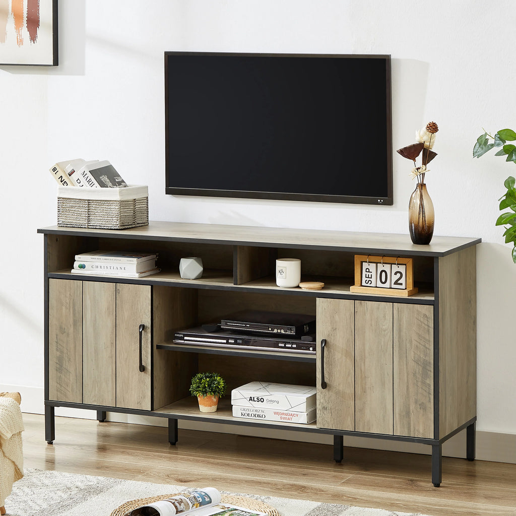 Espresso TV Stand with Storage and Cabinet D3781