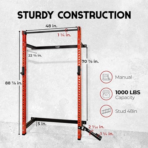 2" x 2" Steel Folding Wall Mounted Squat Rack with Pull-Up Bar O16912