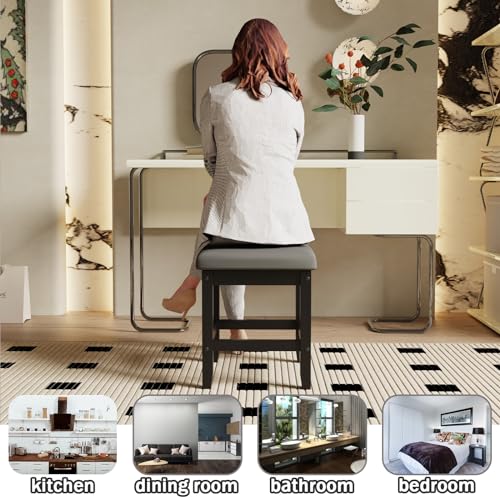 White Vanity Stool with Storage X964930