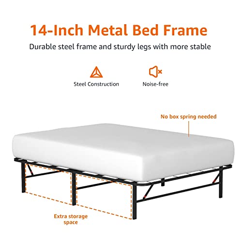 Black Twin Size Metal Platform Bed Frame with Storage Z39859