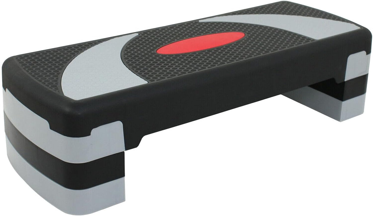 Gray Black Aerobic Step Platform Stepper Adjust 4"-6"-8" with Risers R629300