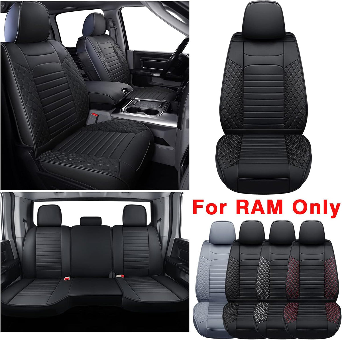 Black Waterproof Faux Leather Front Seat Covers M797608