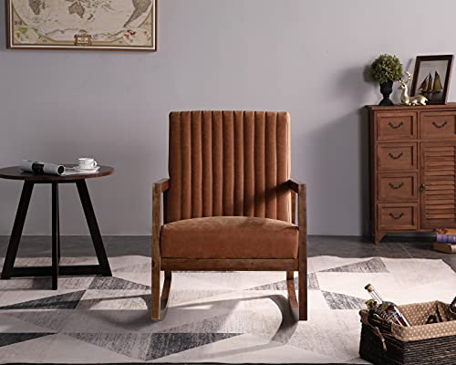 Leather Rocking Chair with Padded Seat Wood Frame Dark Brown PU F7134