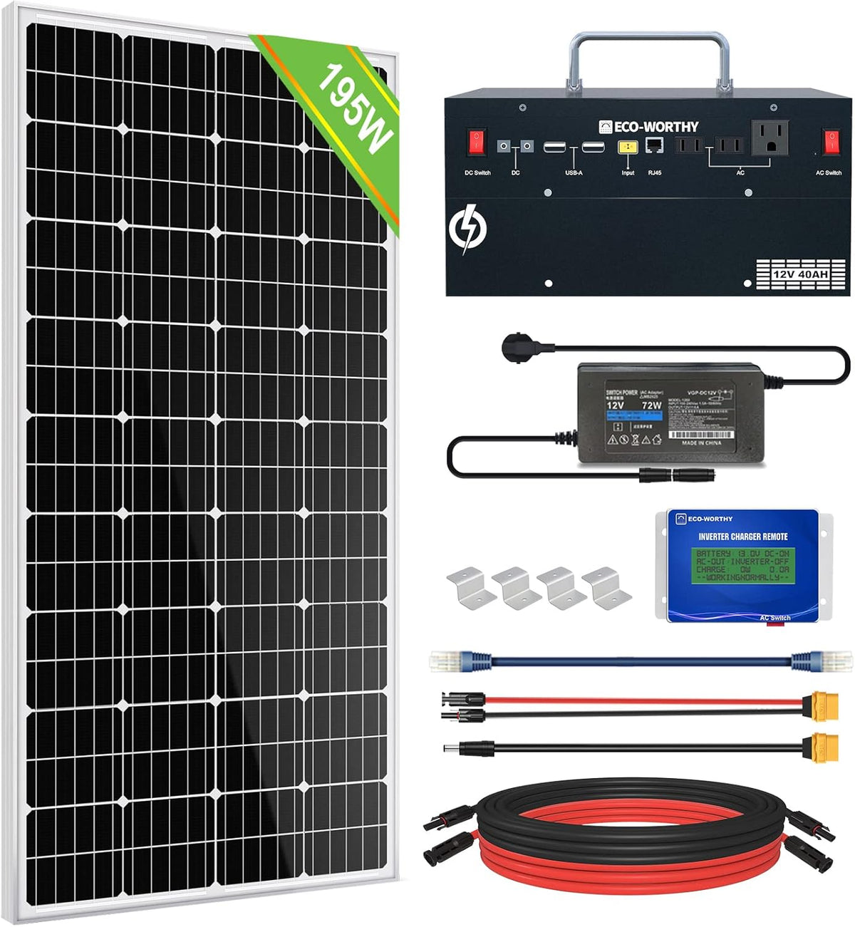 1600WH Complete Solar Power System with 2 195W Solar Panels and 1024WH Power Station O230