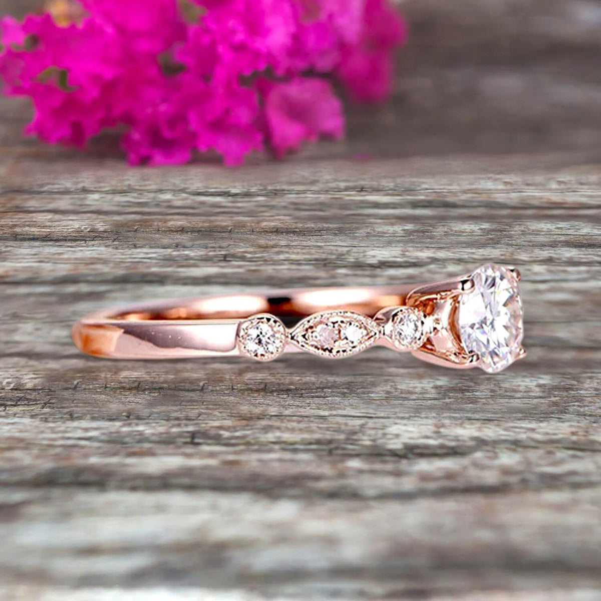 1.50 Carat Moissanite Engagement Ring on 10K Rose Gold T6980