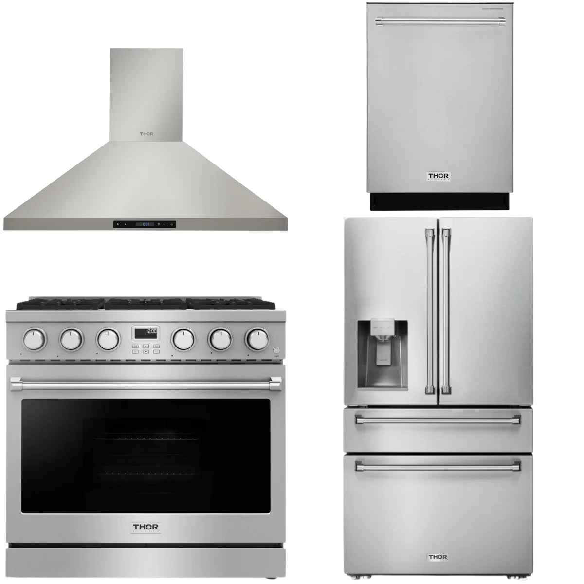 36 Gas Range, Range Hood, Refrigerator and Dishwasher K1572