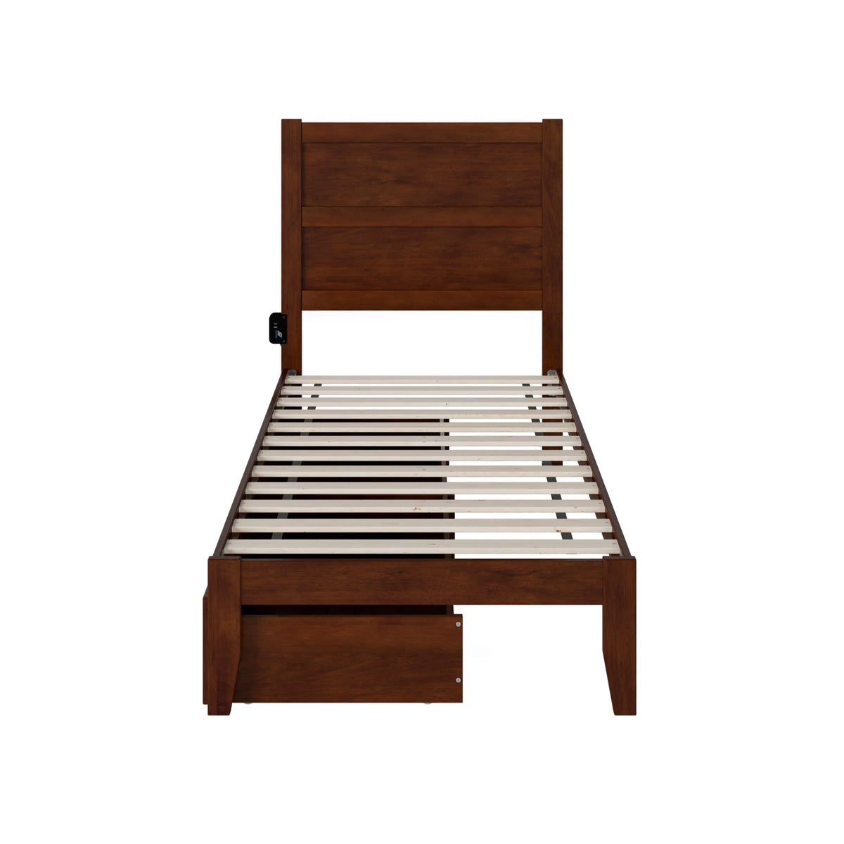 Solid Wood Twin Bed with 2 Storage Drawers J312