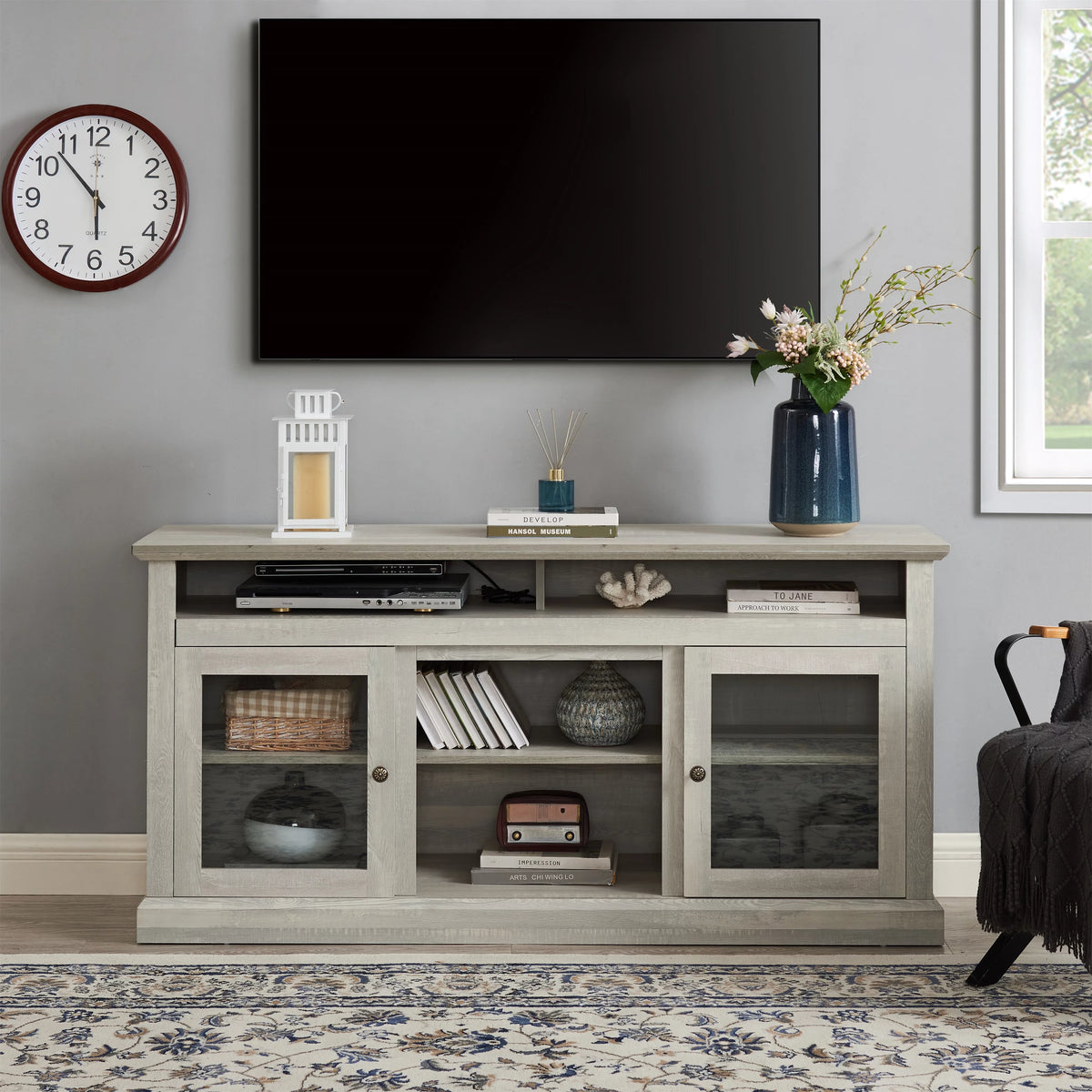 Espresso TV Stand with Storage and Cabinet D3781