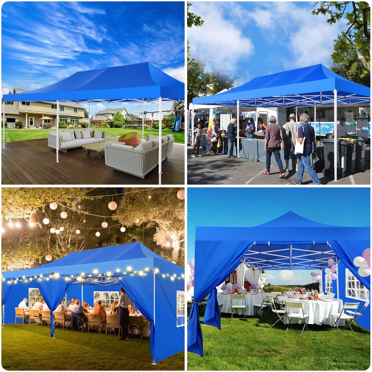 13x26 Heavy Duty Canopy Party Tent with Side Walls Blue O3762