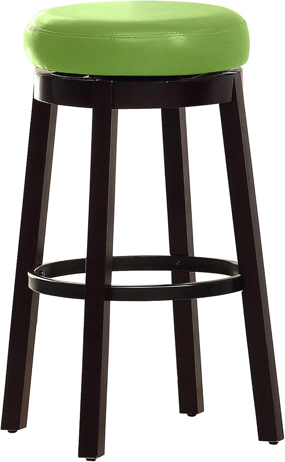 Green Leatherette and Wood Swivel Bar Stool, Set of 2 O45600