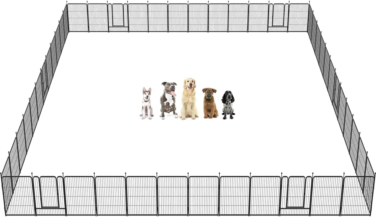 Dog Playpen 8/16/24/32 Panels 24/32/40-Inch Height Pet Fence Gate with Doors T12914