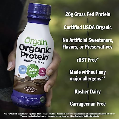 Organic Grass Fed Dairy Creamy Chocolate Whey Protein Shake, 14 Fl Oz (Pack of 12) X96891