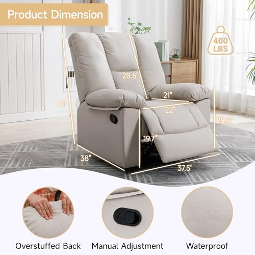 Oversized Dark Grey Manual Recliner Chair F6996