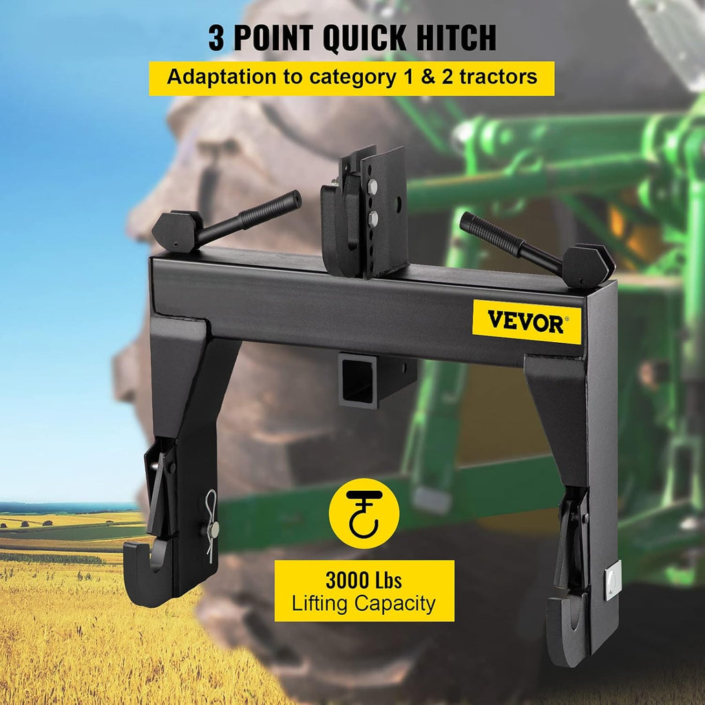 Black 3-Point Quick Hitch with 3000 LBS Lifting Capacity G65642