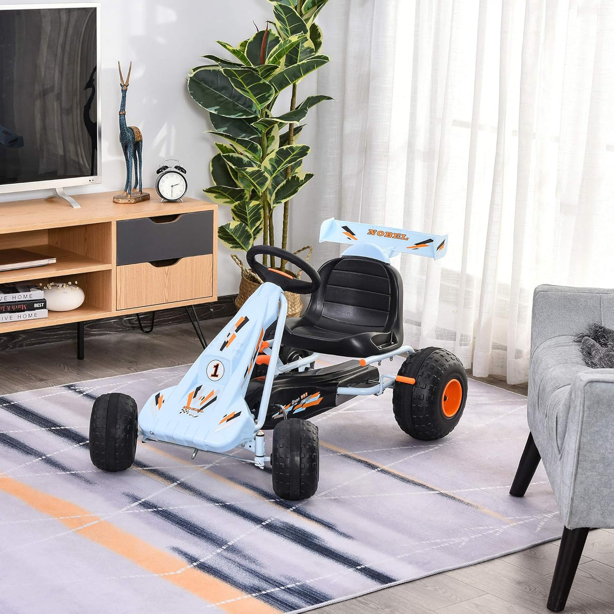 White Plastic Pedal Go Kart with Adjustable Seat I282