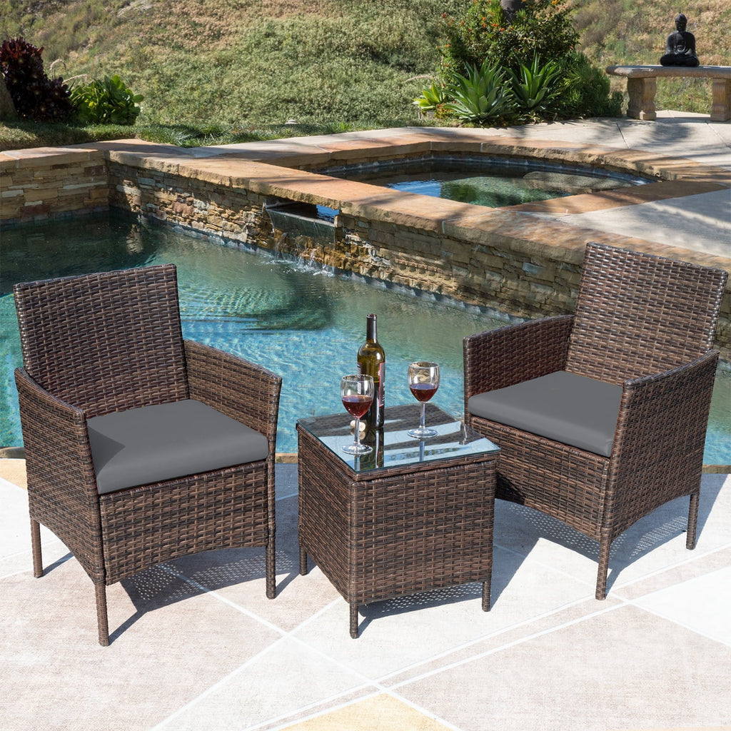 PE Rattan Set of 3 Patio Conversation Set L434200