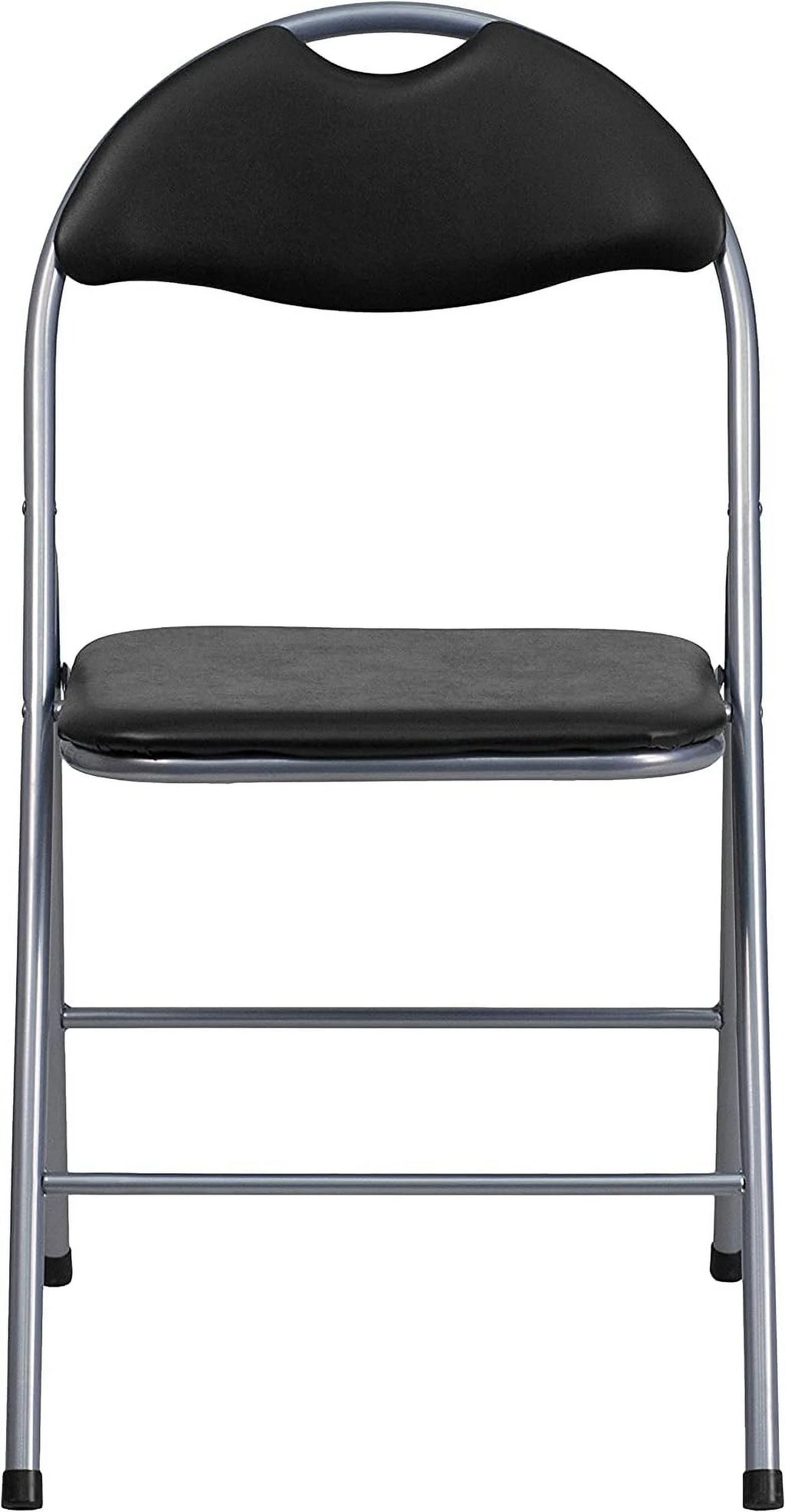 2 Pack Black Vinyl Metal Folding Chair with Carrying Handle L476406