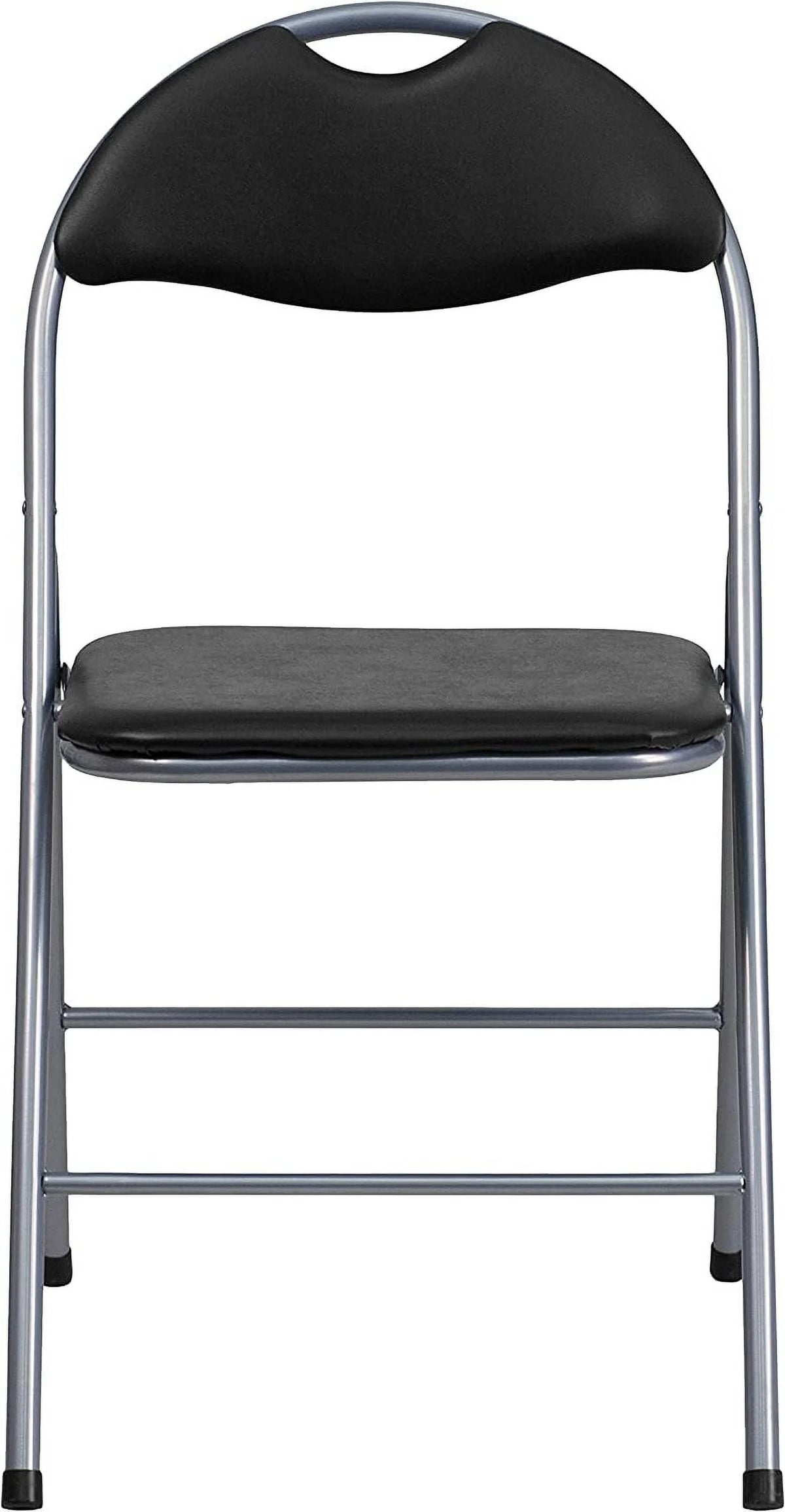 2 Pack Black Vinyl Metal Folding Chair with Carrying Handle L476406