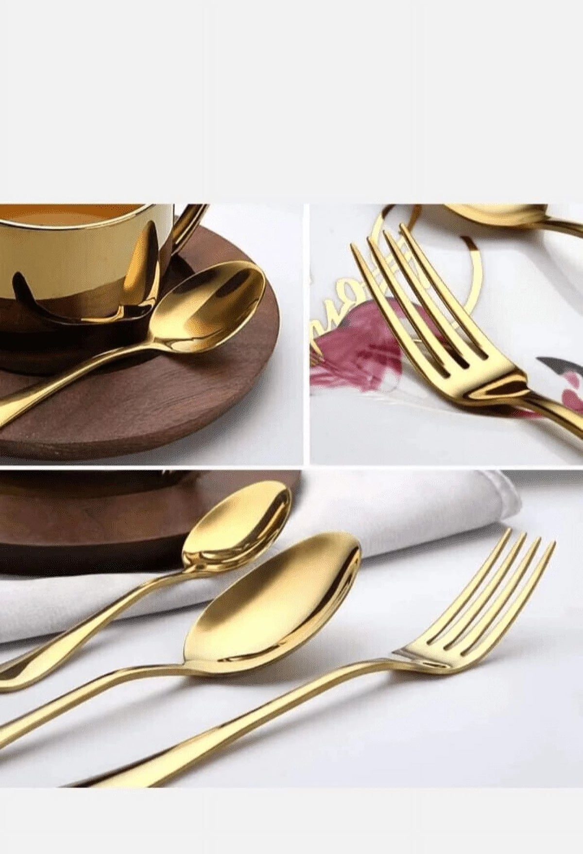 24-Piece Stainless Steel Gold Cutlery Set K315